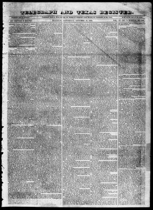 Primary view of object titled 'Telegraph and Texas Register (Houston, Tex.), Vol. 4, No. 7, Ed. 1, Saturday, October 13, 1838'.