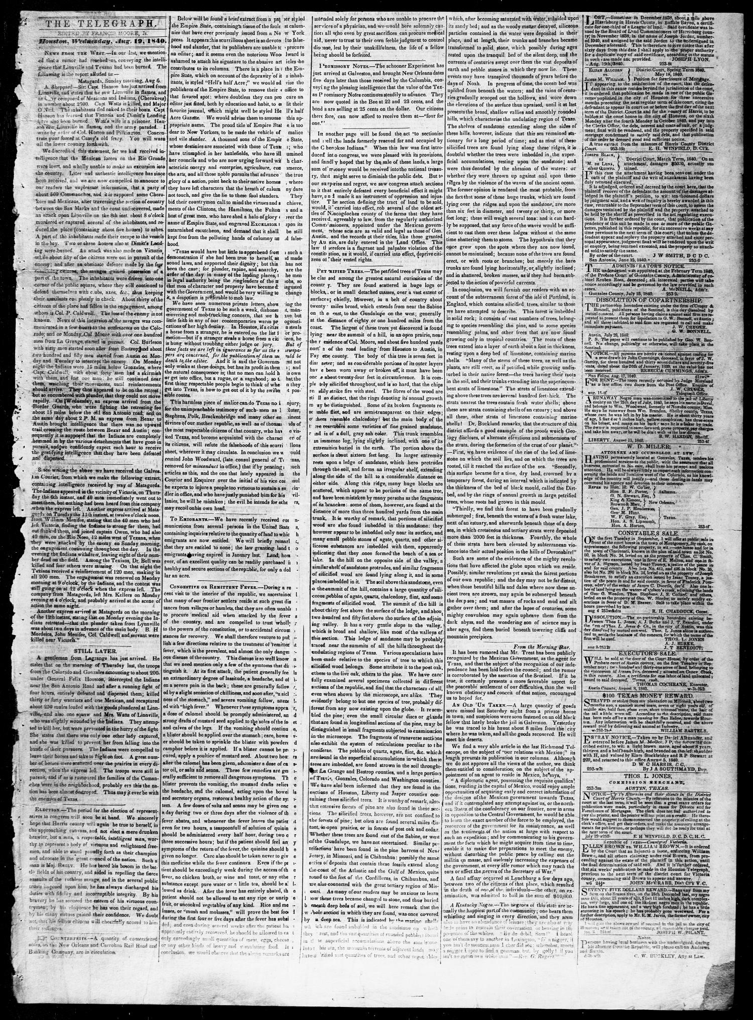 Telegraph and Texas Register (Houston, Tex.), Vol. 5, No. 43, Ed. 1, Wednesday, August 19, 1840
                                                
                                                    [Sequence #]: 3 of 4
                                                