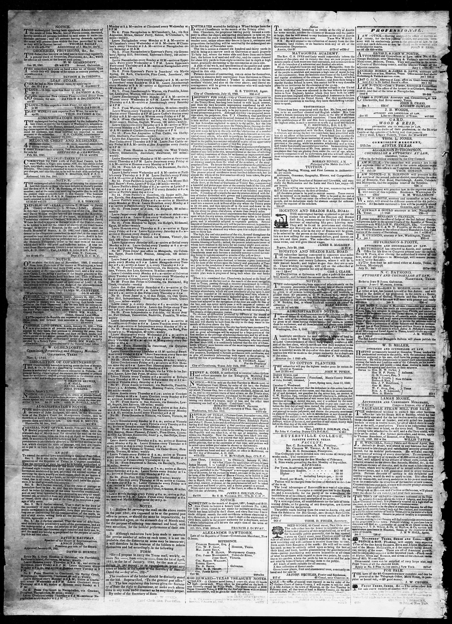 Telegraph and Texas Register (Houston, Tex.), Vol. 6, No. 16, Ed. 1, Wednesday, March 10, 1841
                                                
                                                    [Sequence #]: 4 of 4
                                                