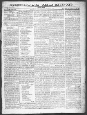 Primary view of object titled 'Telegraph and Texas Register (Houston, Tex.), Vol. 7, No. 5, Ed. 1, Wednesday, January 19, 1842'.