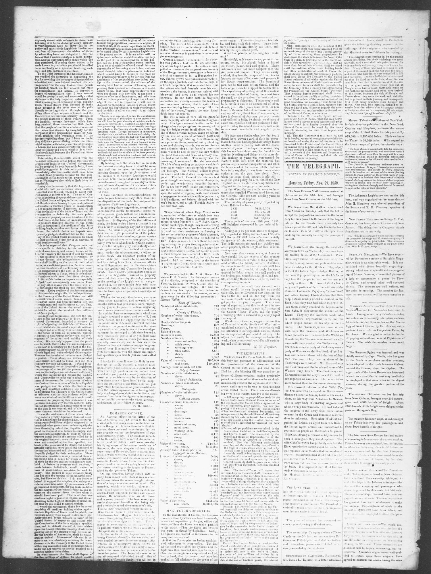 Democratic Telegraph and Texas Register (Houston, Tex.), Vol. 15, No. 48, Ed. 1, Friday, November 29, 1850
                                                
                                                    [Sequence #]: 2 of 4
                                                