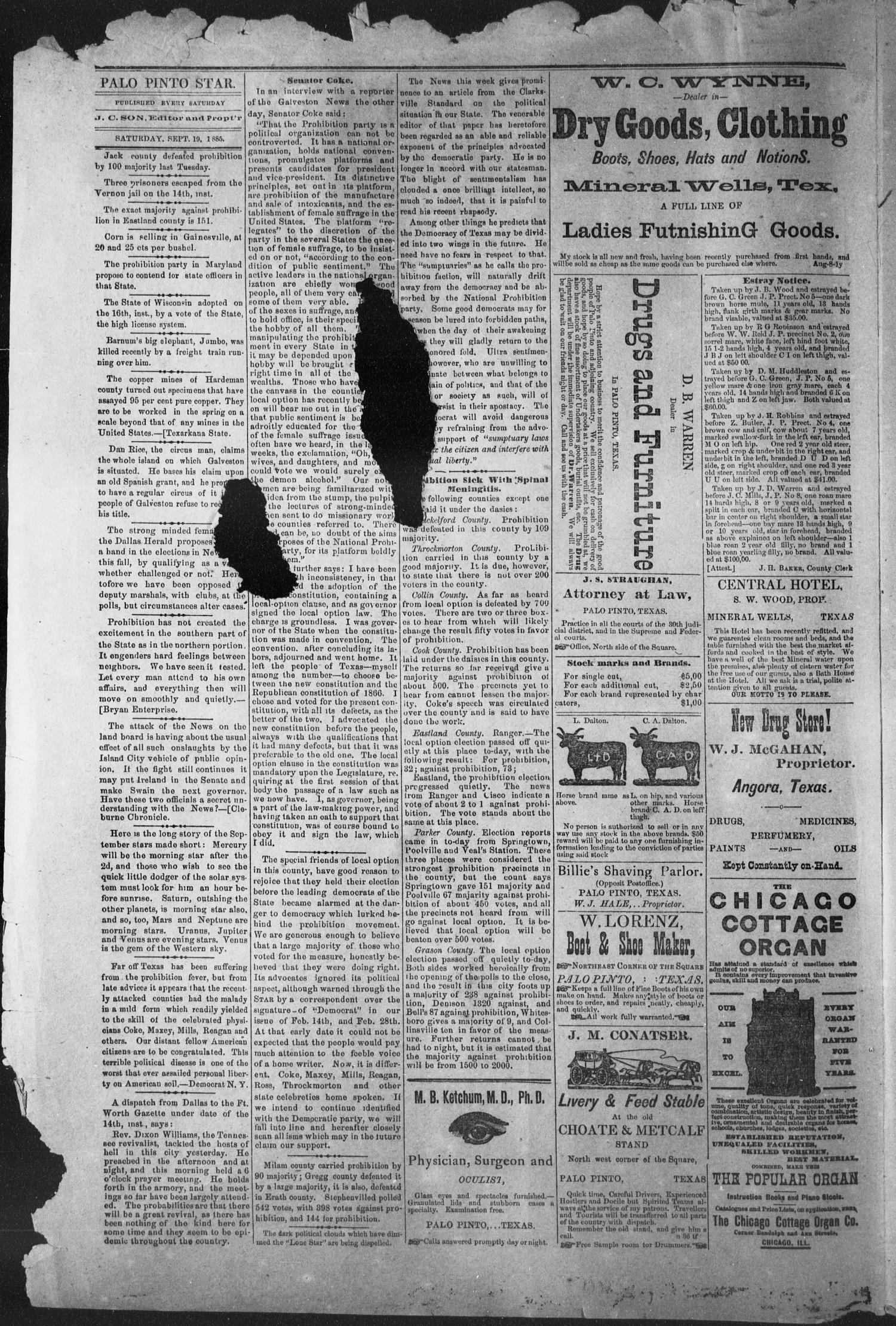 The Palo Pinto Star (Palo Pinto, Tex.), Vol. 7, No. 14, Ed. 1, Saturday, September 19, 1885
                                                
                                                    [Sequence #]: 2 of 4
                                                