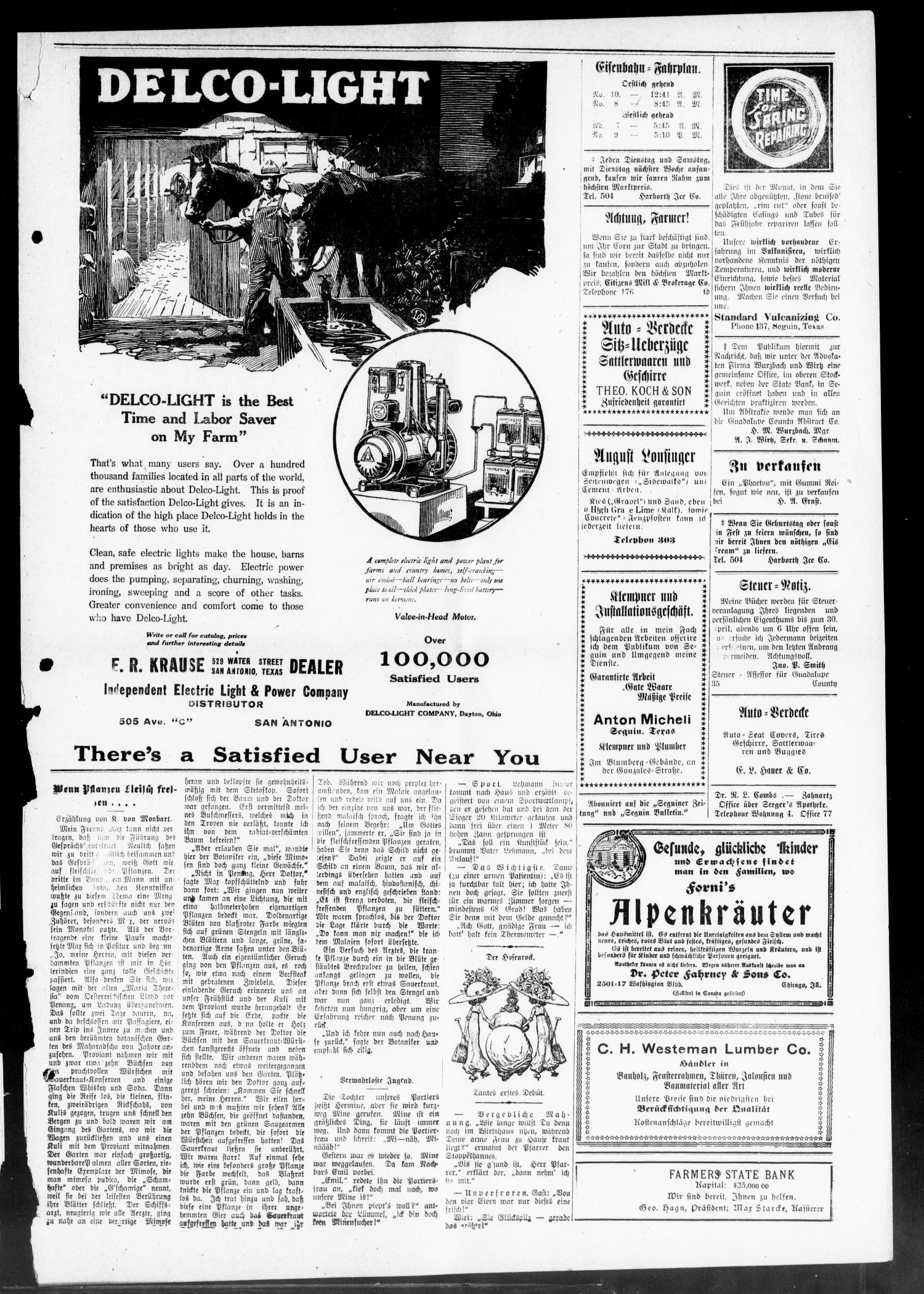 Seguiner Zeitung. (Seguin, Tex.), Vol. 29, No. 36, Ed. 1 Thursday, April 29, 1920
                                                
                                                    [Sequence #]: 3 of 8
                                                