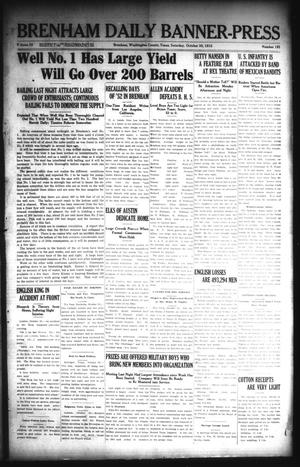 Primary view of object titled 'Brenham Daily Banner-Press (Brenham, Tex.), Vol. 32, No. 181, Ed. 1 Saturday, October 30, 1915'.