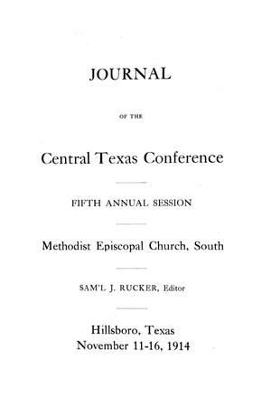 Primary view of object titled 'Journal of the Central Texas Conference, Fifth Annual Session, Methodist Episcopal Church, South'.