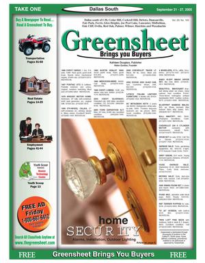 Primary view of object titled 'Greensheet (Dallas, Tex.), Vol. 29, No. 163, Ed. 1 Wednesday, September 21, 2005'.