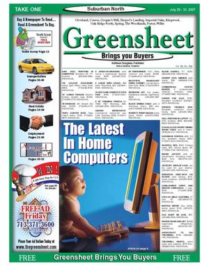 Primary view of object titled 'Greensheet (Houston, Tex.), Vol. 38, No. 294, Ed. 1 Wednesday, July 25, 2007'.