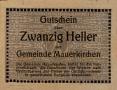 Primary view of [Austrian bank note in the denomination of 20 heller]