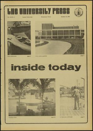 Primary view of object titled 'The University Press (Beaumont, Tex.), Vol. 24, No. 4, Ed. 1 Friday, October 12, 1973'.