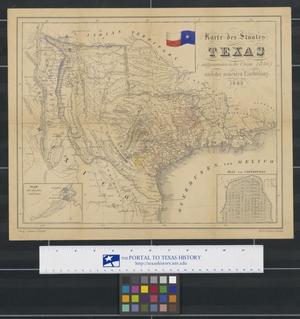 Primary view of object titled 'Karte des Staates Texas aufgenommen in die Union 1846 : nach der neuesten Eintheilung'.