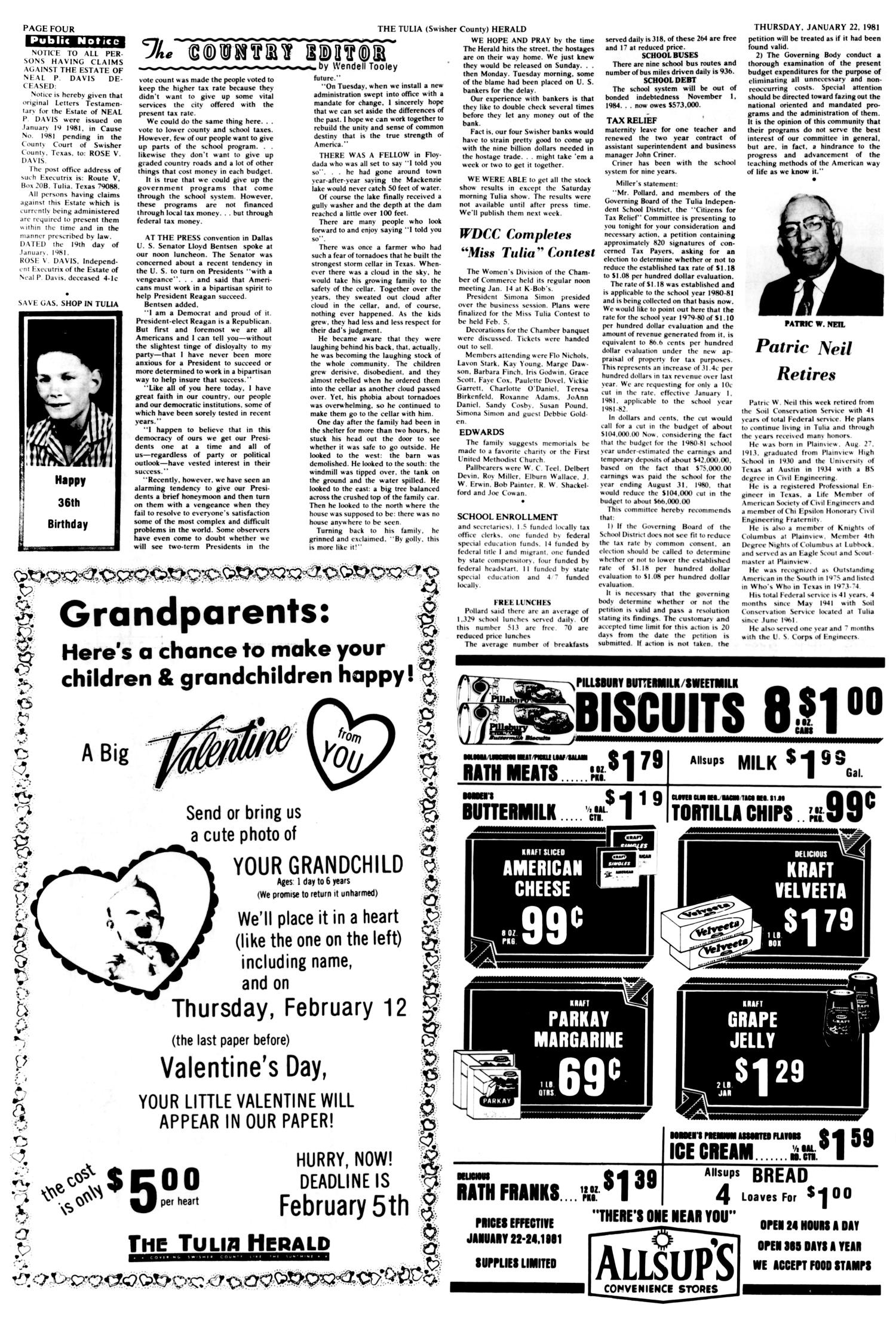 The Tulia Herald (Tulia, Tex.), Vol. 73, No. 4, Ed. 1 Thursday, January 22, 1981
                                                
                                                    [Sequence #]: 4 of 20
                                                