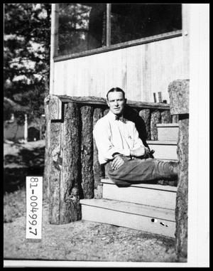 Primary view of object titled 'Late 1920s Bud Perini at Mountain Cabin'.