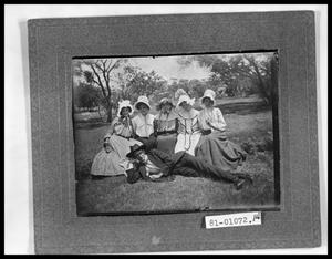 Primary view of object titled 'Five Women in Bonnets with Man'.
