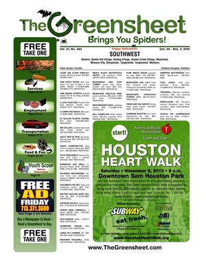 Primary view of object titled 'The Greensheet (Houston, Tex.), Vol. 41, No. 464, Ed. 1 Thursday, October 28, 2010'.