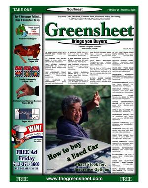 Primary view of object titled 'Greensheet (Houston, Tex.), Vol. 39, No. 37, Ed. 1 Tuesday, February 26, 2008'.