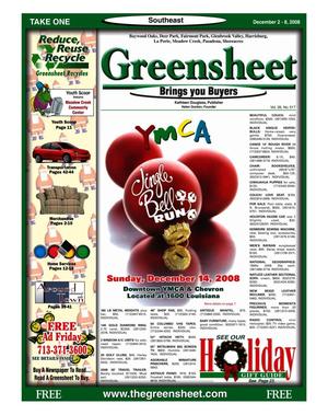 Primary view of object titled 'Greensheet (Houston, Tex.), Vol. 39, No. 517, Ed. 1 Tuesday, December 2, 2008'.