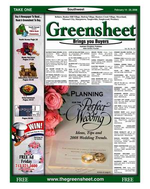 Primary view of object titled 'Greensheet (Houston, Tex.), Vol. 39, No. 20, Ed. 1 Thursday, February 14, 2008'.