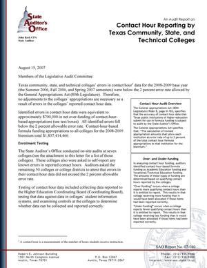 Primary view of object titled 'An Audit Report on Contact Hour Reporting by Texas Community, State, and Technical Colleges'.