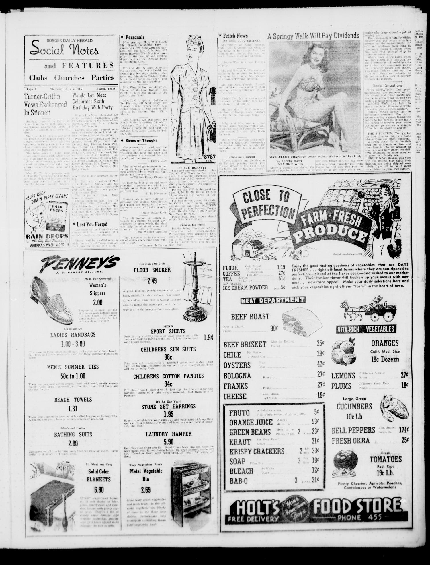 Borger Daily Herald (Borger, Tex.), Vol. 19, No. 192, Ed. 1 Thursday, July 5, 1945
                                                
                                                    [Sequence #]: 3 of 8
                                                