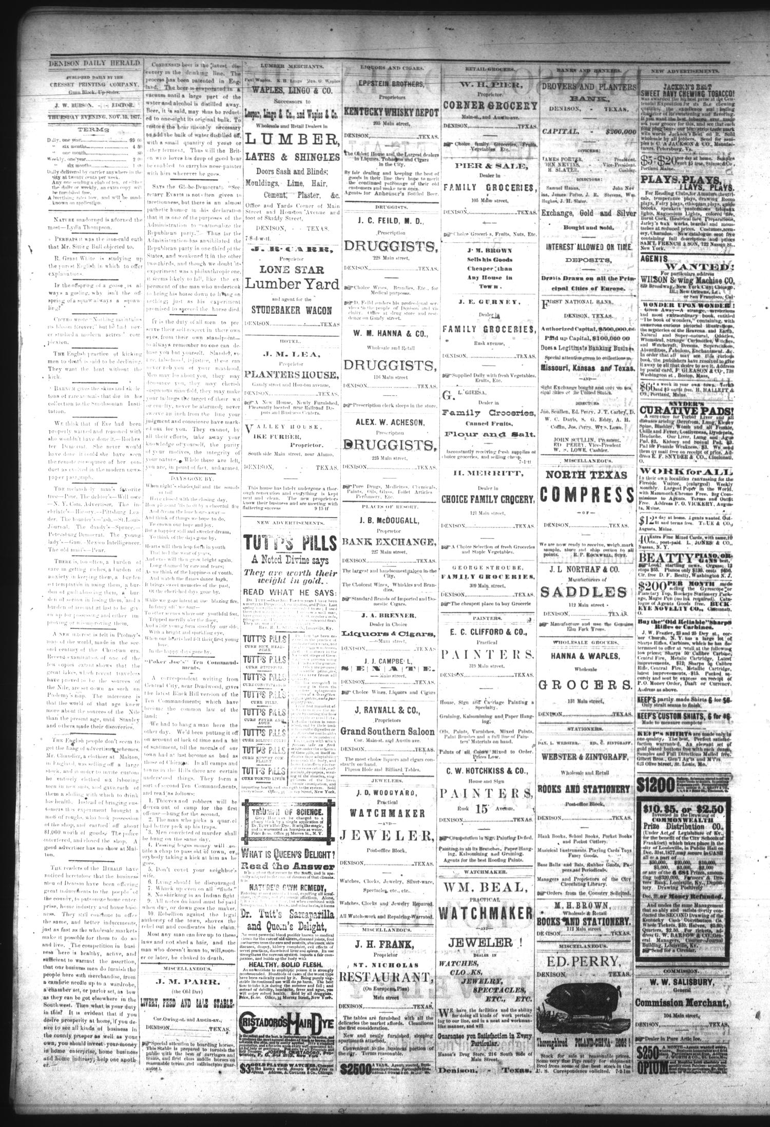 Denison Daily Herald. (Denison, Tex.), Vol. 1, No. 63, Ed. 1 Thursday, November 15, 1877
                                                
                                                    [Sequence #]: 2 of 4
                                                