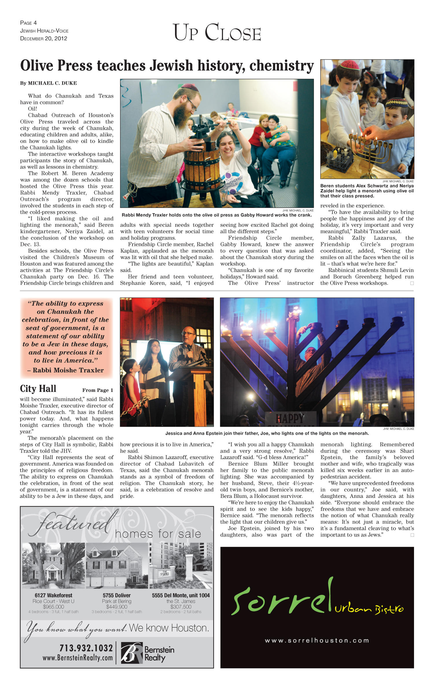 Jewish Herald-Voice (Houston, Tex.), Vol. 105, No. 41, Ed. 1 Thursday, December 20, 2012
                                                
                                                    [Sequence #]: 4 of 24
                                                