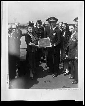 Primary view of object titled 'Naval Personnel at Dedication of PT Boat, April 11, 1945'.