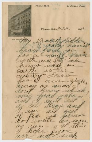 [Letter to Edith Wilson, July 22, 1903]