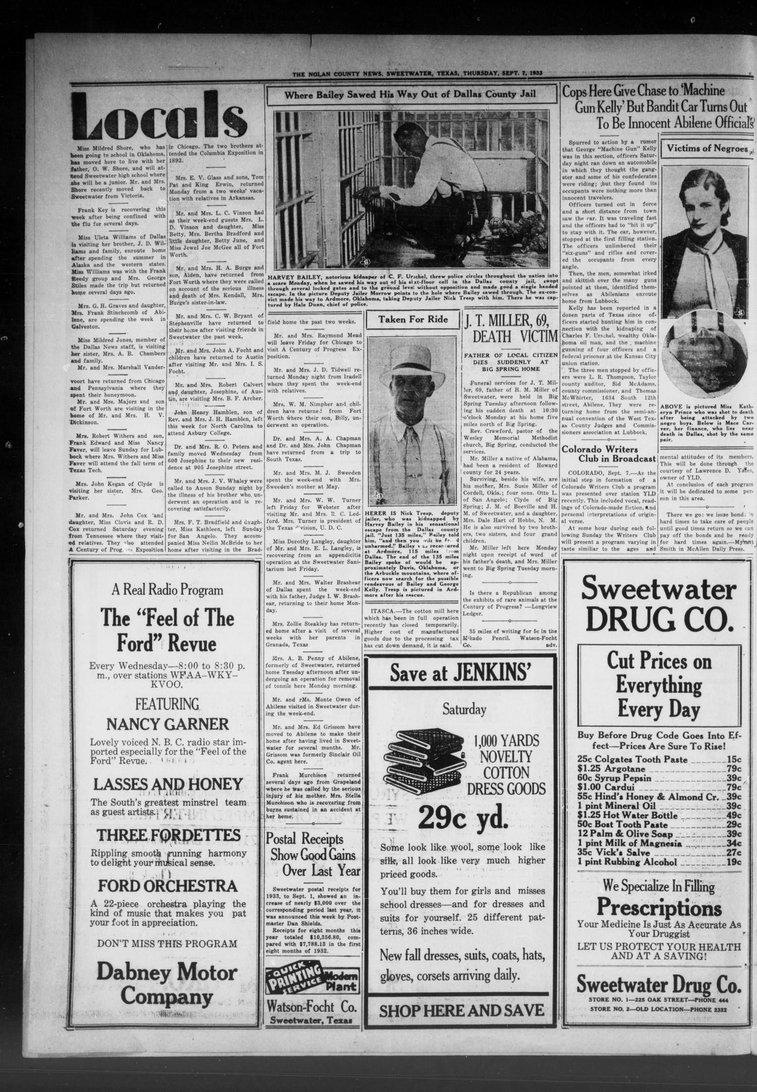 The Nolan County News (Sweetwater, Tex.), Vol. 9, No. 36, Ed. 1 Thursday, September 7, 1933
                                                
                                                    [Sequence #]: 4 of 10
                                                