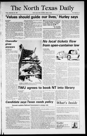 Primary view of object titled 'The North Texas Daily (Denton, Tex.), Vol. 71, No. 16, Ed. 1 Friday, September 25, 1987'.