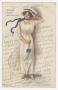 Postcard: [Postcard of a Woman in a White Dress With Blue Ribbons]