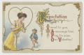 Primary view of [Postcard of Cupid Delivering Letter to Woman]