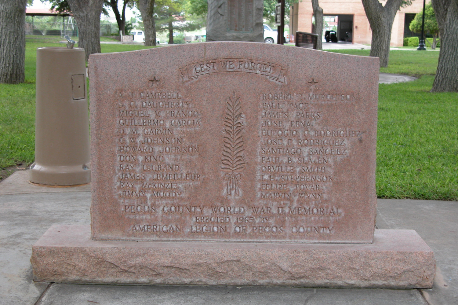 Pecos County WWII Memorial
                                                
                                                    [Sequence #]: 1 of 1
                                                