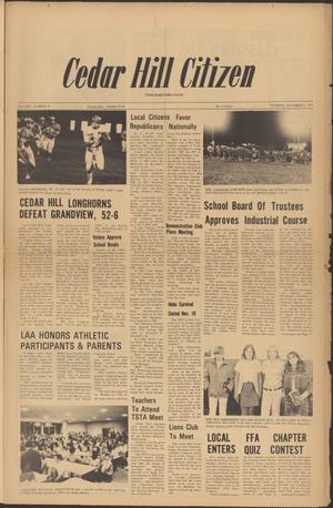 Primary view of object titled 'Cedar Hill Citizen (Cedar Hill, Tex.), Vol. 1, No. 18, Ed. 1 Thursday, November 9, 1972'.