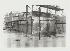 Primary view of object titled '[Photograph of Building the Walls of Mabee Dining Hall]'.