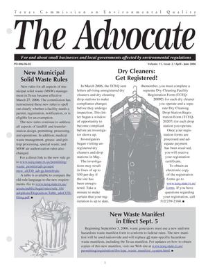 Primary view of object titled 'The Advocate, Volume 11, Issue 2, April-June 2006'.