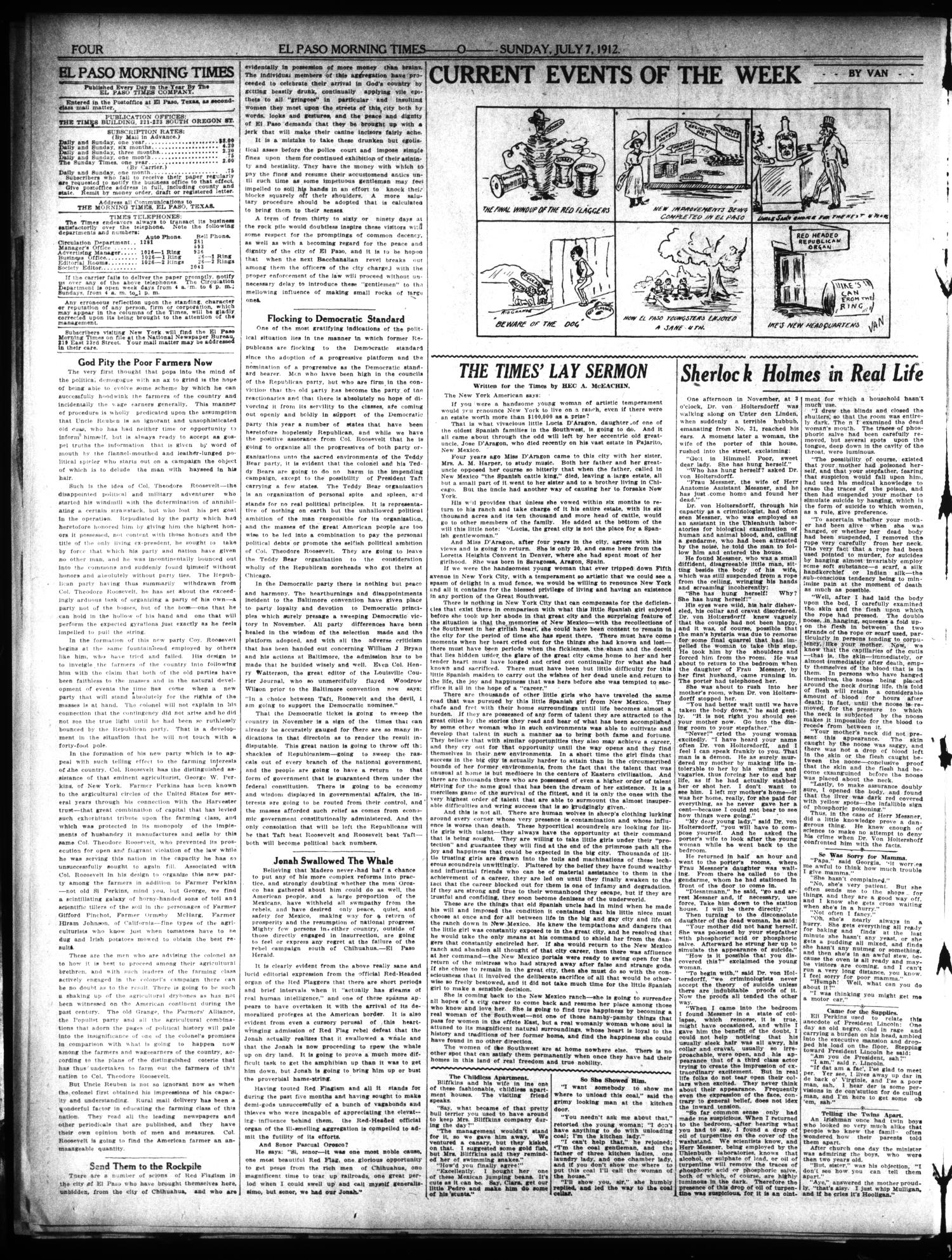 El Paso Morning Times (El Paso, Tex.), Vol. 32, Ed. 1 Sunday, July 7, 1912
                                                
                                                    [Sequence #]: 4 of 24
                                                