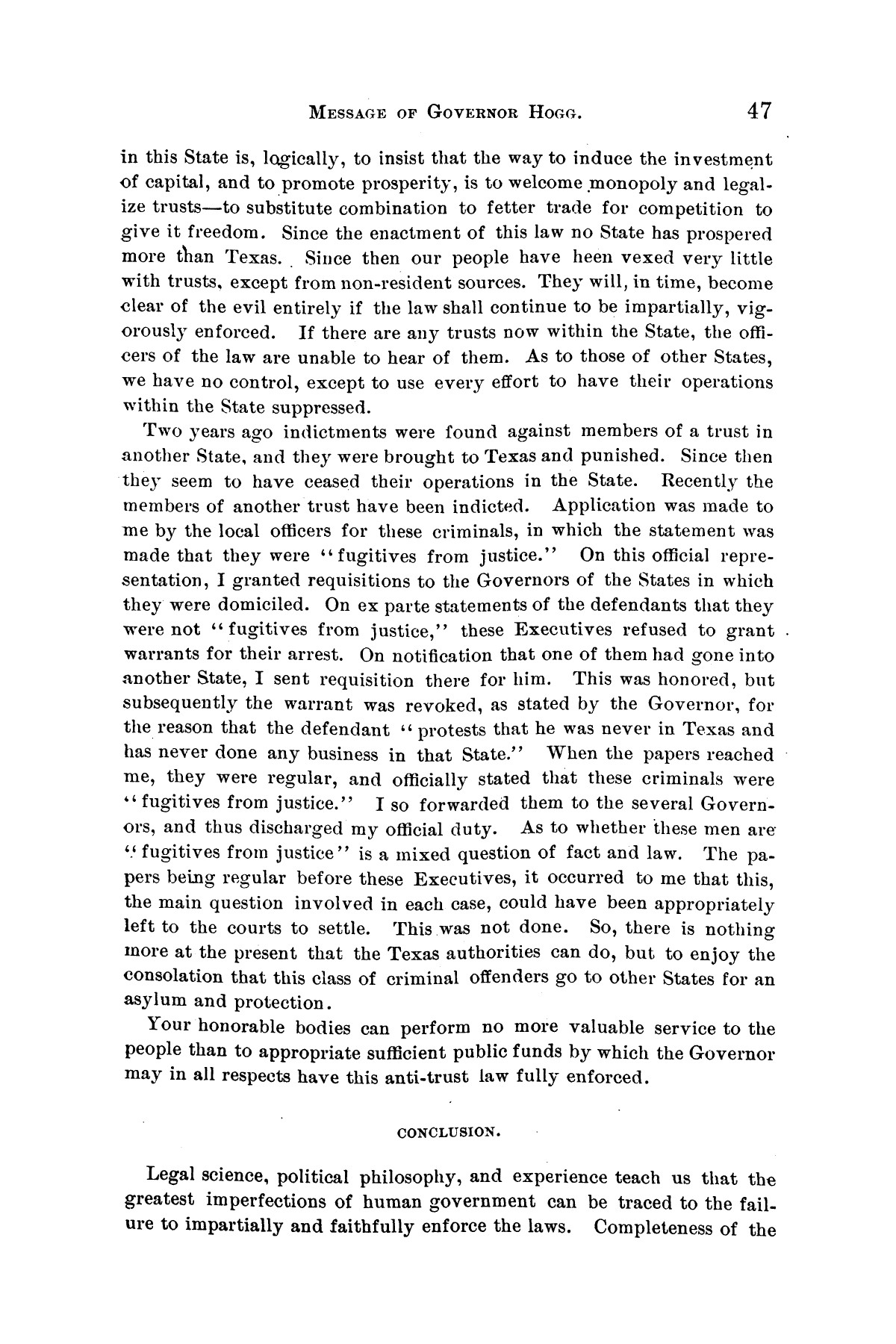 Message of Governor James S. Hogg to the twenty-fourth legislature of Texas
                                                
                                                    [Sequence #]: 47 of 48
                                                