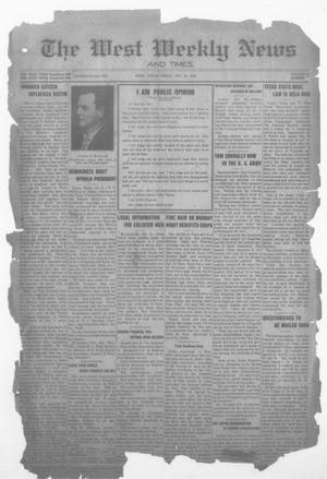 Primary view of object titled 'The West Weekly News and Times. (West, Tex.), Vol. 10, No. 3, Ed. 1 Friday, October 25, 1918'.