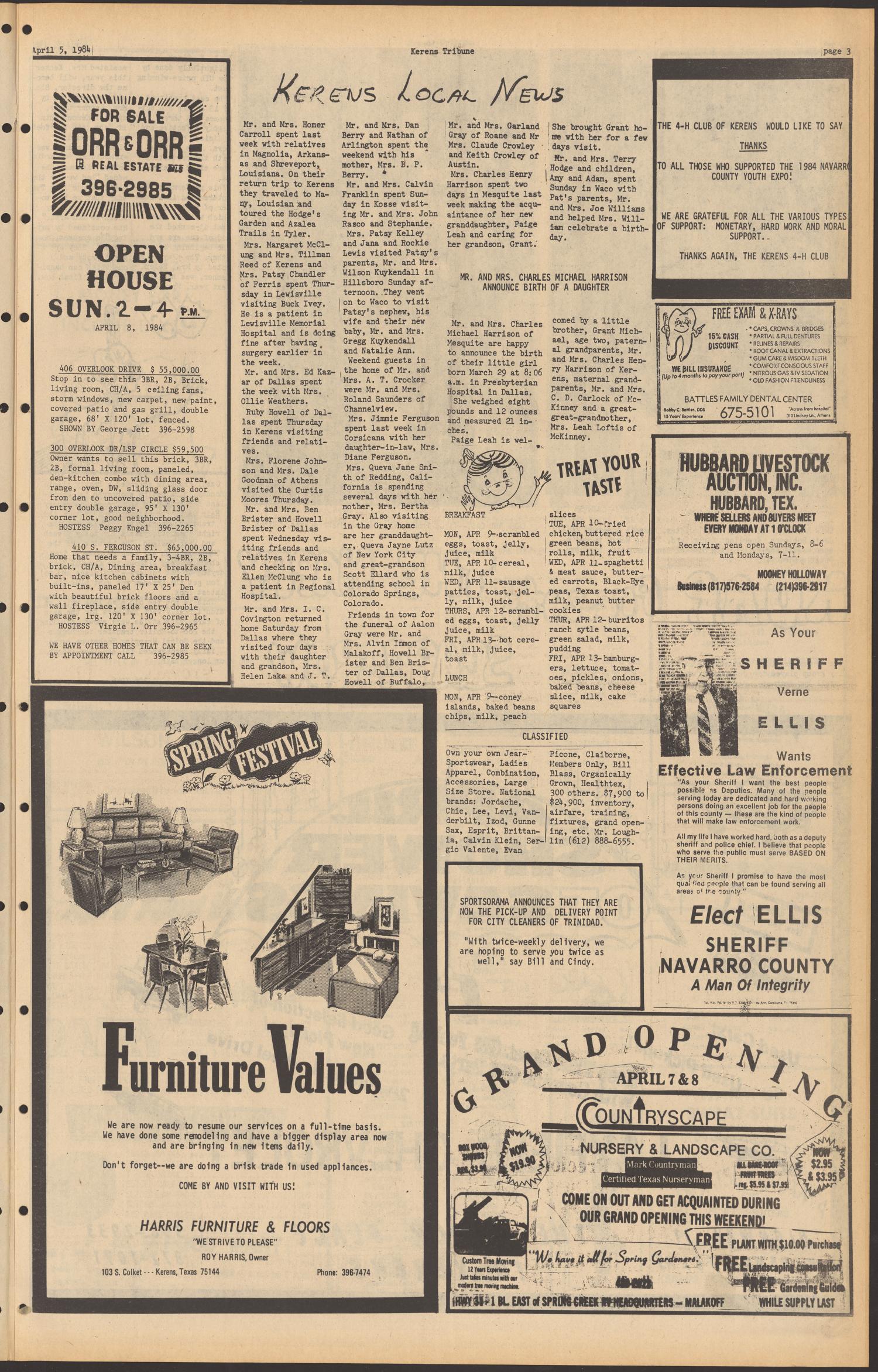 The Kerens Tribune (Kerens, Tex.), Vol. 92, No. 14, Ed. 1 Thursday, April 5, 1984
                                                
                                                    [Sequence #]: 3 of 6
                                                