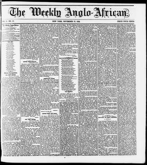 Primary view of object titled 'The Weekly Anglo-African. (New York [N.Y.]), Vol. 1, No. 17, Ed. 1 Saturday, November 12, 1859'.