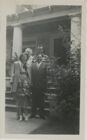 Primary view of object titled '[Photograph of Dora Stoffle in Front of Porch]'.