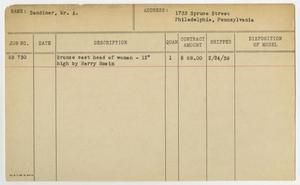Primary view of object titled '[Client Card: Mr. A. Bendiner]'.