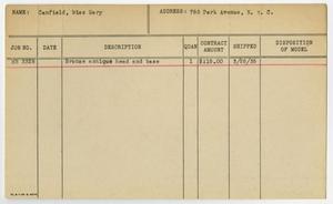Primary view of object titled '[Client Card: Miss Mary Canfield]'.