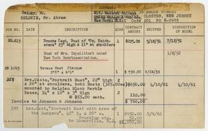 Primary view of object titled '[Client Card: Mr. Abram Belskie]'.