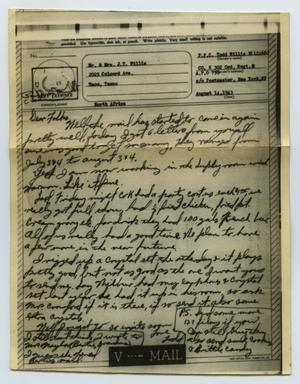 Primary view of object titled '[Letter from John Todd Willis, Jr. to his Parents, August 14, 1943]'.