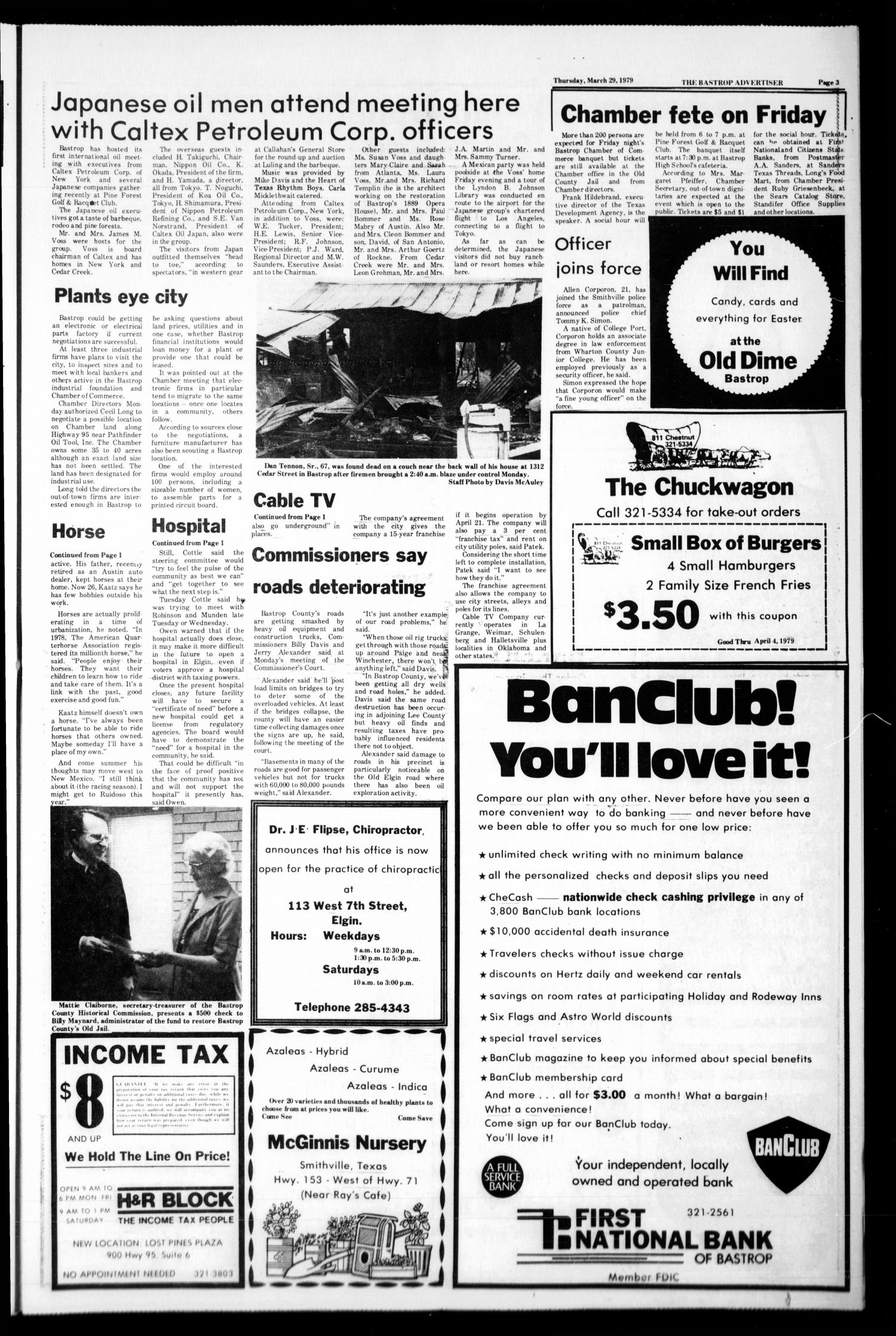 Bastrop Advertiser (Bastrop, Tex.), No. 9, Ed. 1 Thursday, March 29, 1979
                                                
                                                    [Sequence #]: 3 of 32
                                                