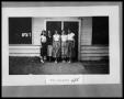 Photograph: Five Girls Standing in Front of Cabin