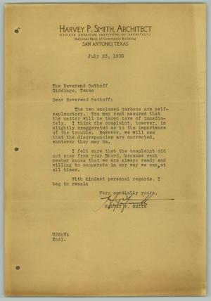 Primary view of object titled '[Letter from Harvey P. Smith to R. Osthoff, July 23, 1930]'.