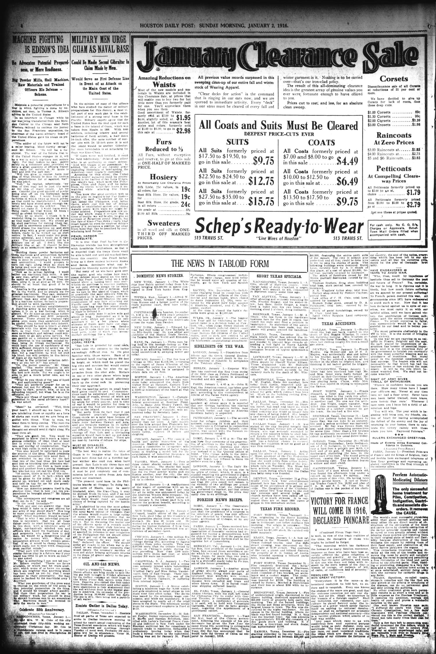 The Houston Post. (Houston, Tex.), Vol. 30, No. 274, Ed. 1 Sunday, January 2, 1916
                                                
                                                    [Sequence #]: 4 of 45
                                                