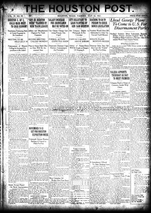 Primary view of object titled 'The Houston Post. (Houston, Tex.), Vol. 37, No. 99, Ed. 1 Tuesday, July 12, 1921'.